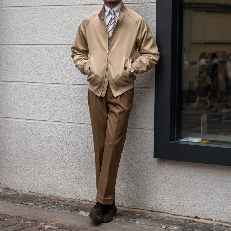 Chaqueta vintage corta impermeable con cuello parado para hombre