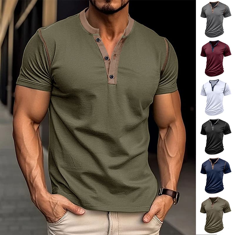 Polo de manga corta con cuello V para hombre