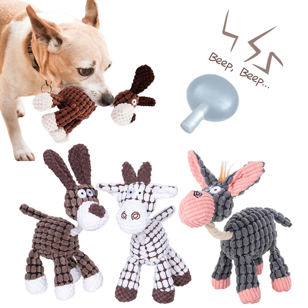 Juguete de peluche con forma de burro para perros y mascotas