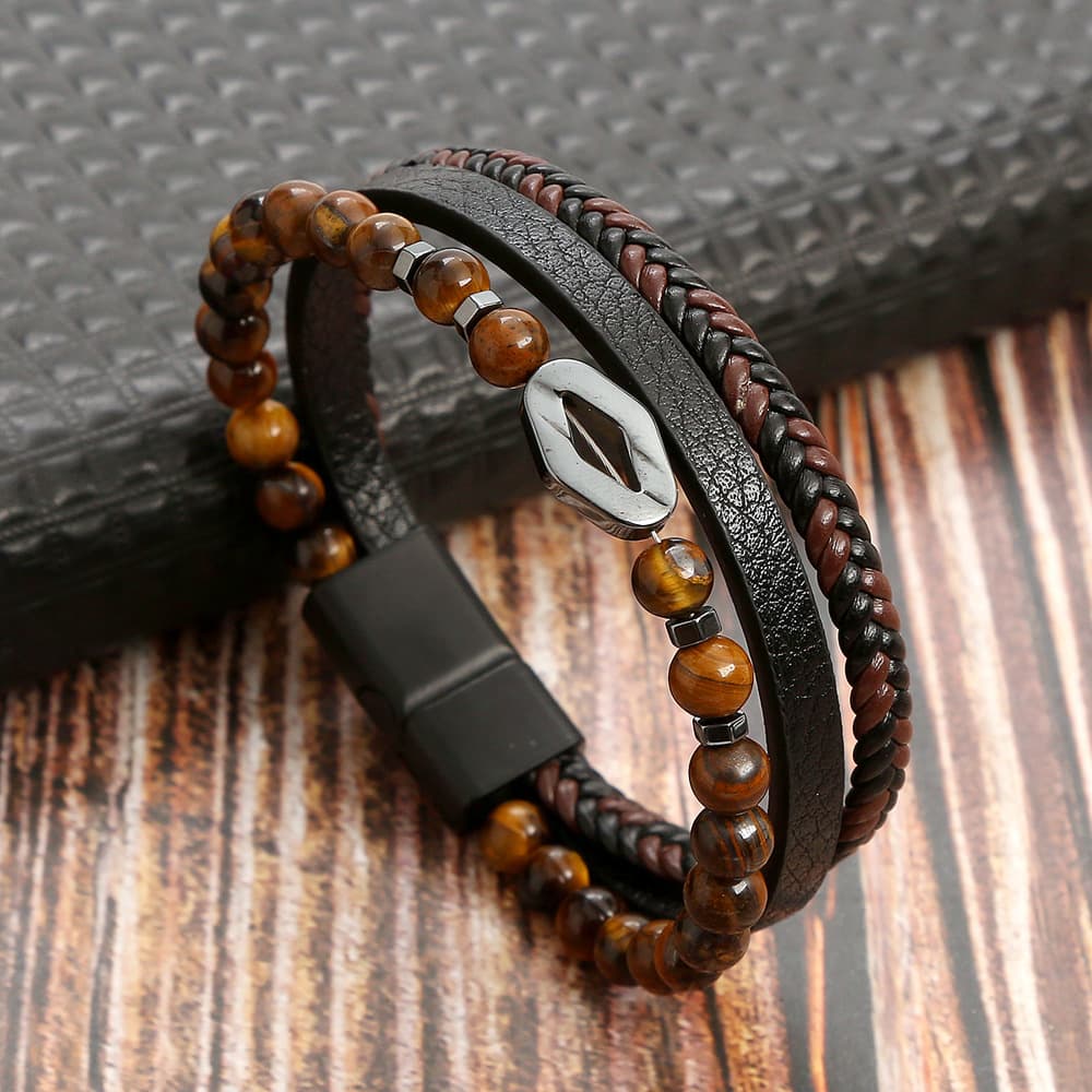 Pulsera de acero inoxidable con piedras naturales