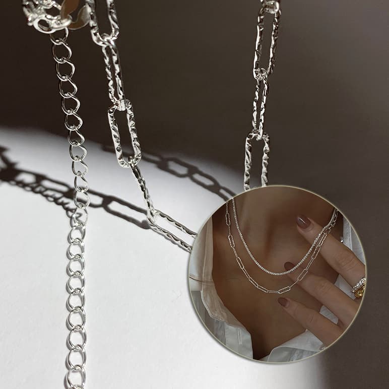 Collar y anillo geométrico de plata