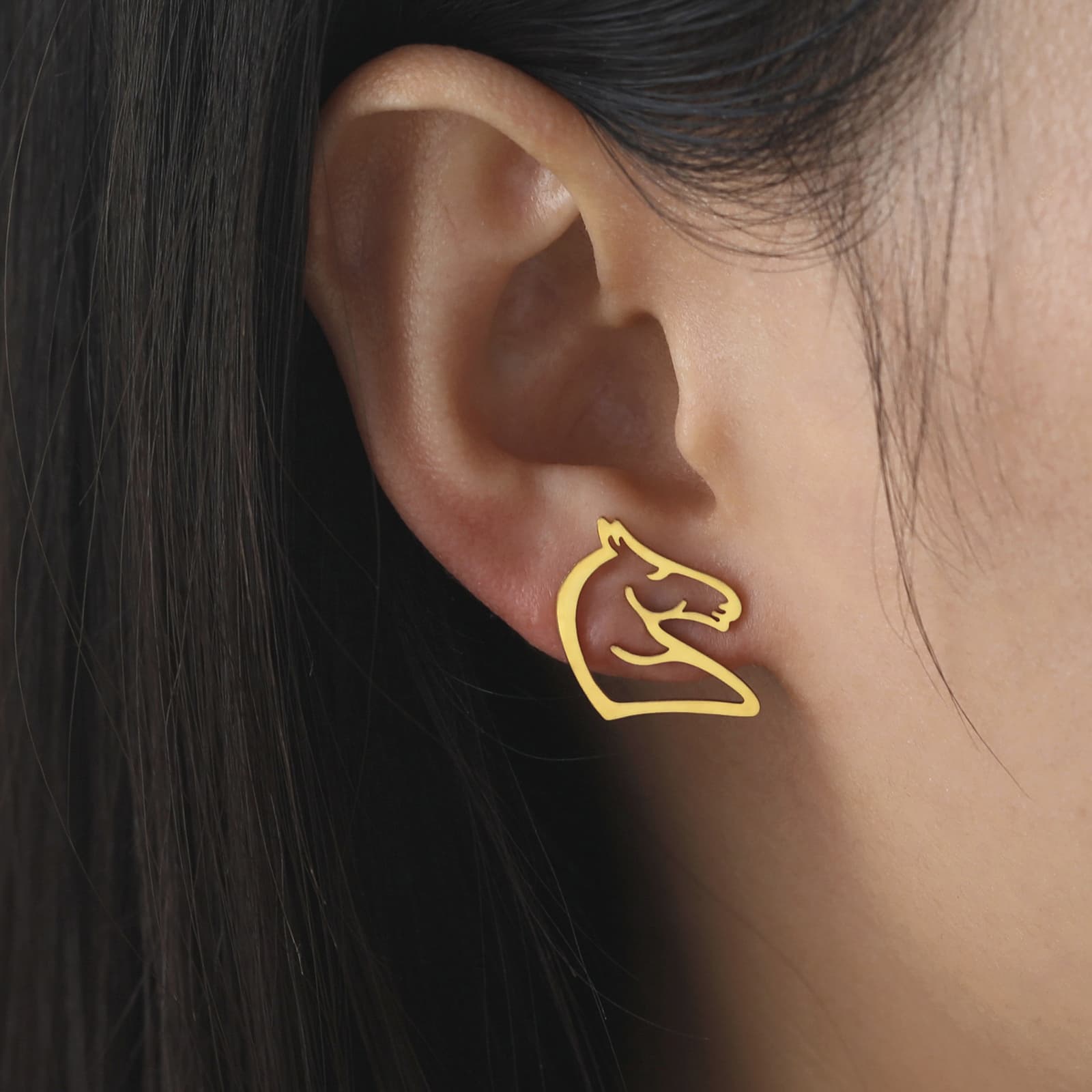 Aretes de acero inoxidable con diseño animal simple