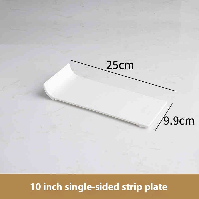 Plato rectangular de cerámica blanca para sushi