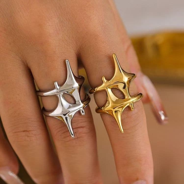 Anillo estrella geométrico punk ajustable