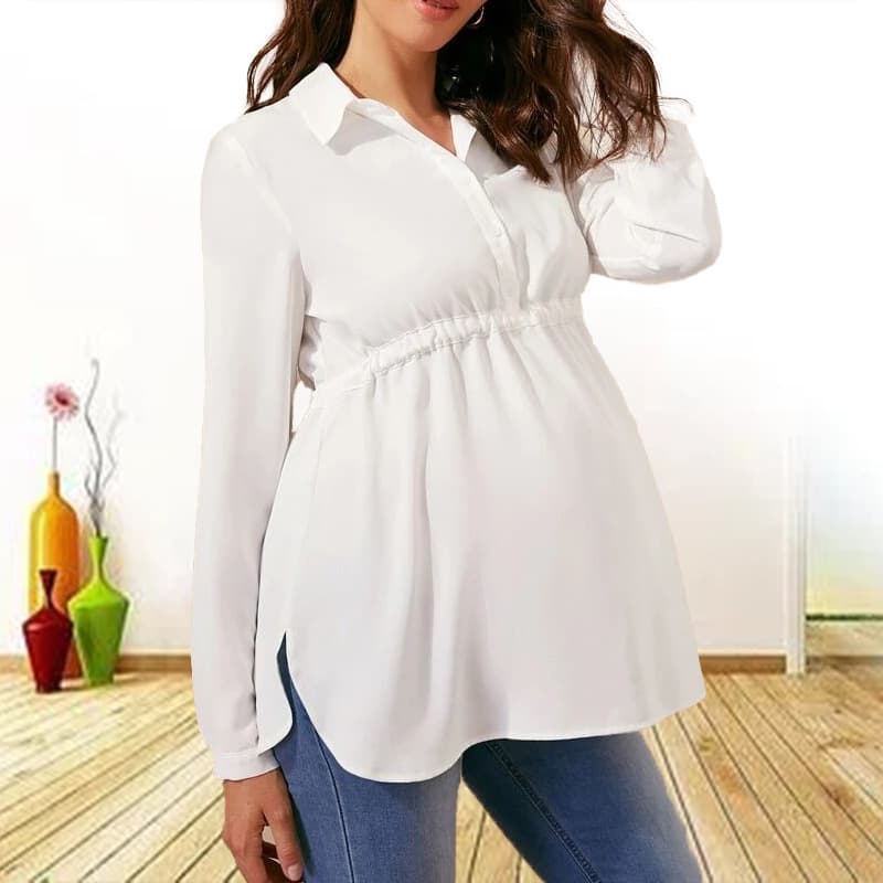 Blusa escote V manga larga color sólido