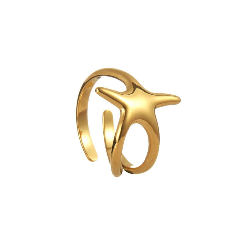 Anillo ajustable de estrella dorada