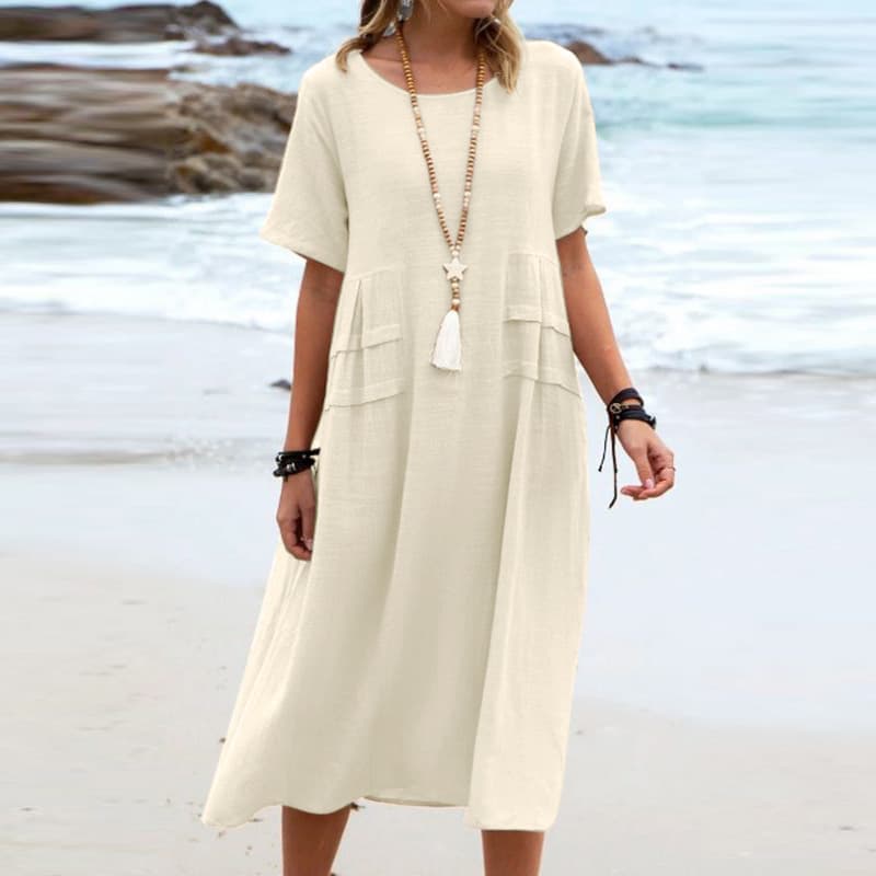 Vestido midi suelto de verano transpirable para mujer