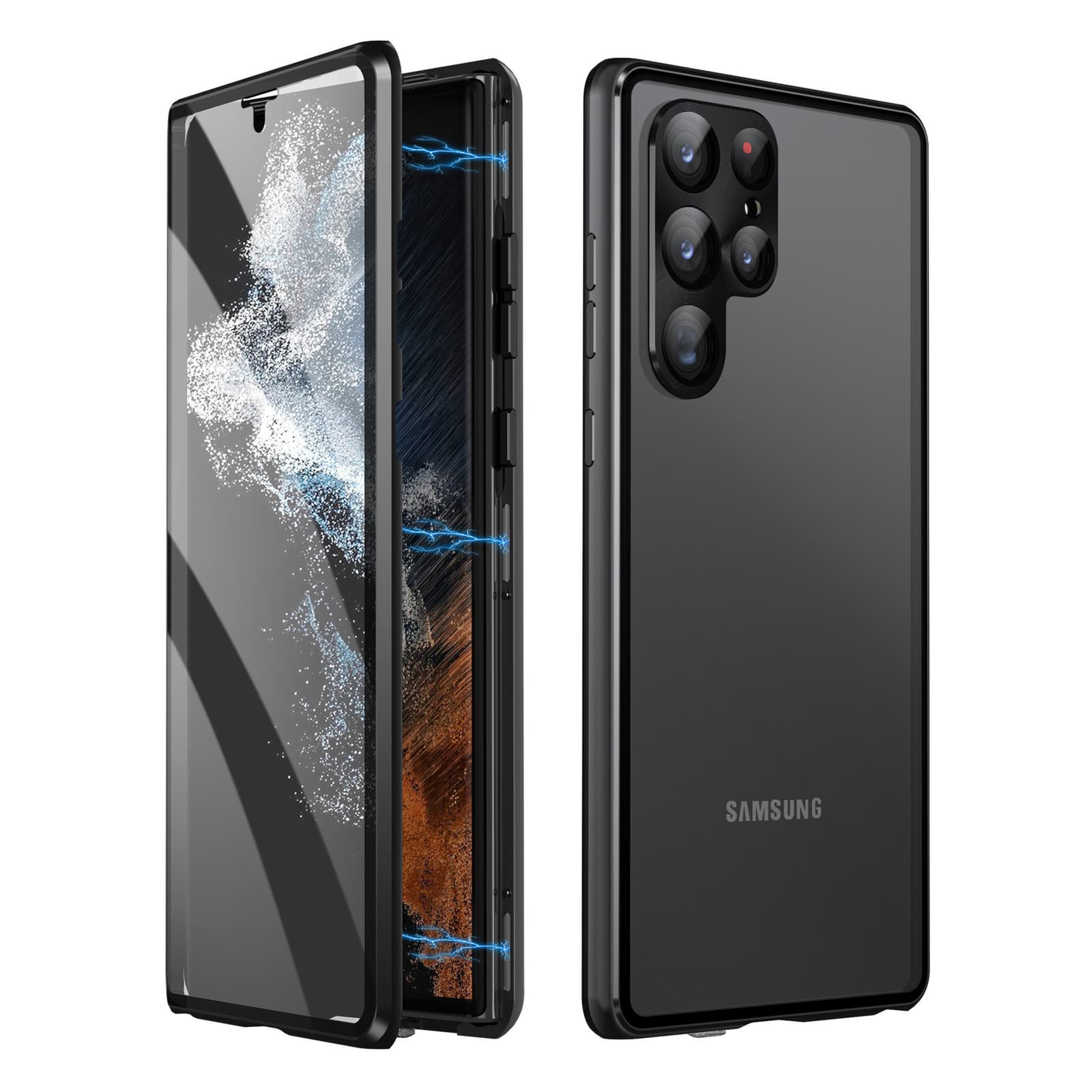 Funda magnética con espejo privacidad para Samsung S24 Ultra