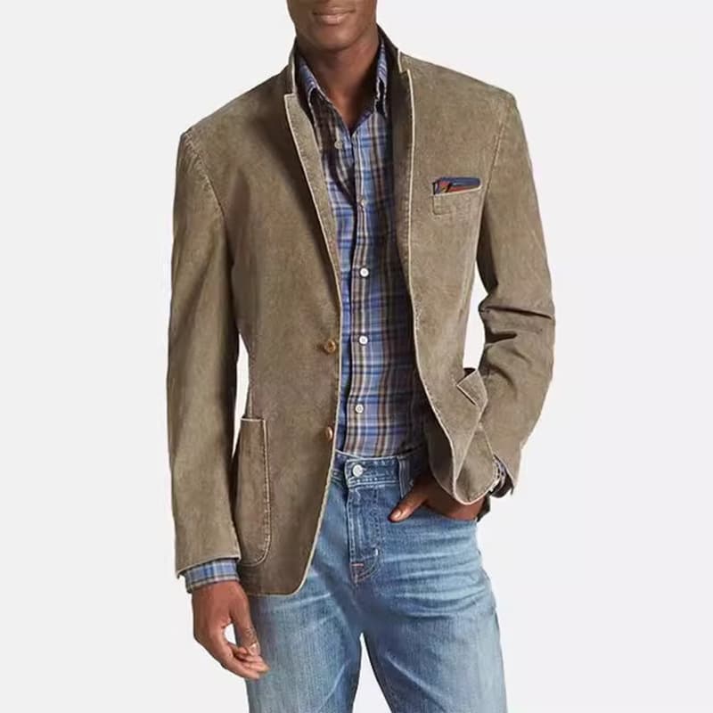 Blazer denim casual de hombre color sólido
