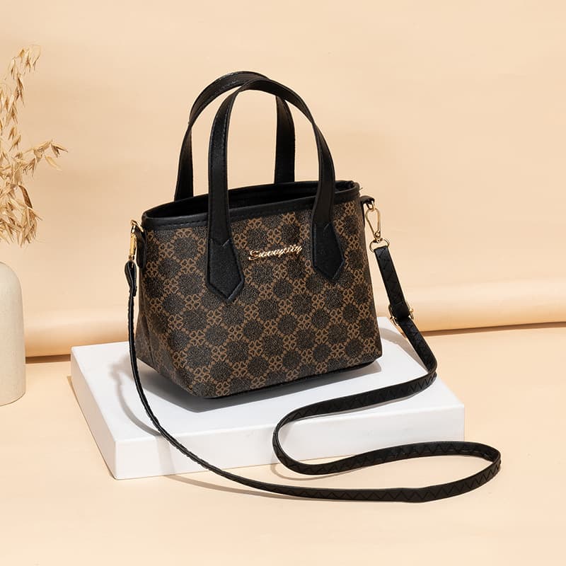 Bolsa bucket portátil con estampado y diseño versátil