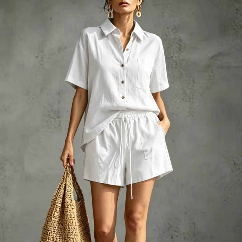 Conjunto de blusa y short estilo occidental casual