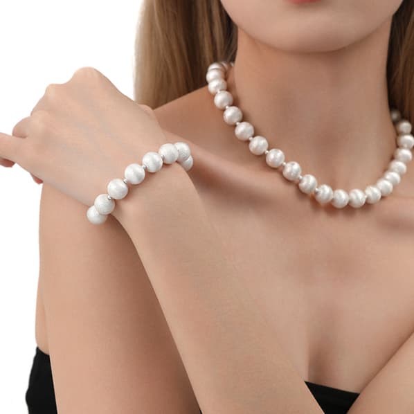 Juego de pulsera y collar con cuentas redondas de cobre