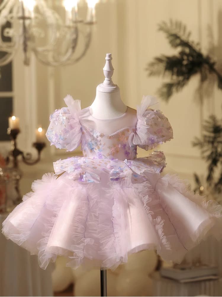 Vestido de niña gasa plegada para celebraciones