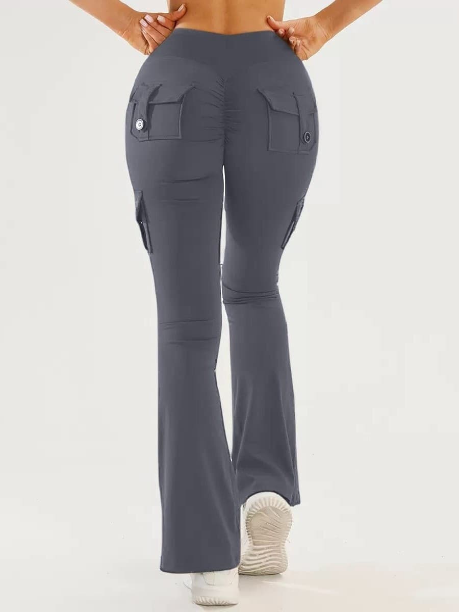 Pantalones yoga ajustados con bolsillos múltiples para mujer