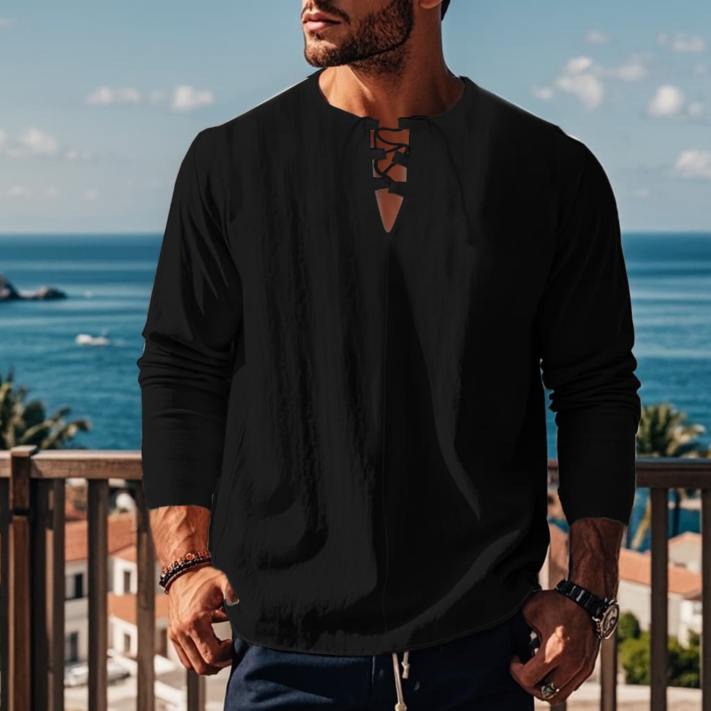 Camiseta de algodón y lino para playa