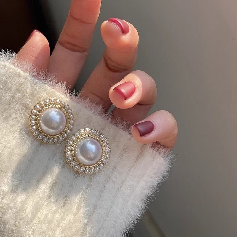 Aretes de perla estilo retro hong kong
