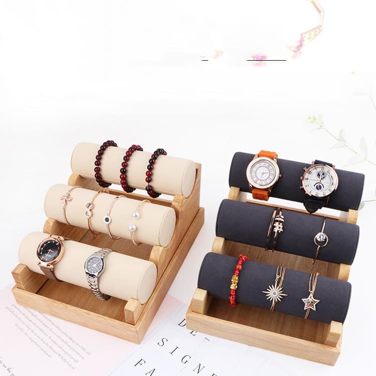 Soporte de madera para pulseras de 3 niveles