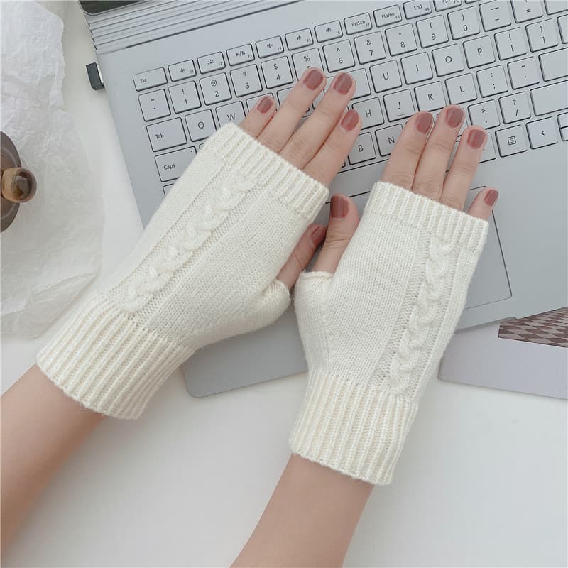Guantes tejidos de media caña de invierno