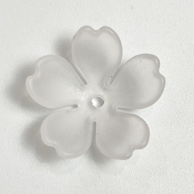 Cuentas de flor acrílico de 5 pétalos mate para joyería vintage