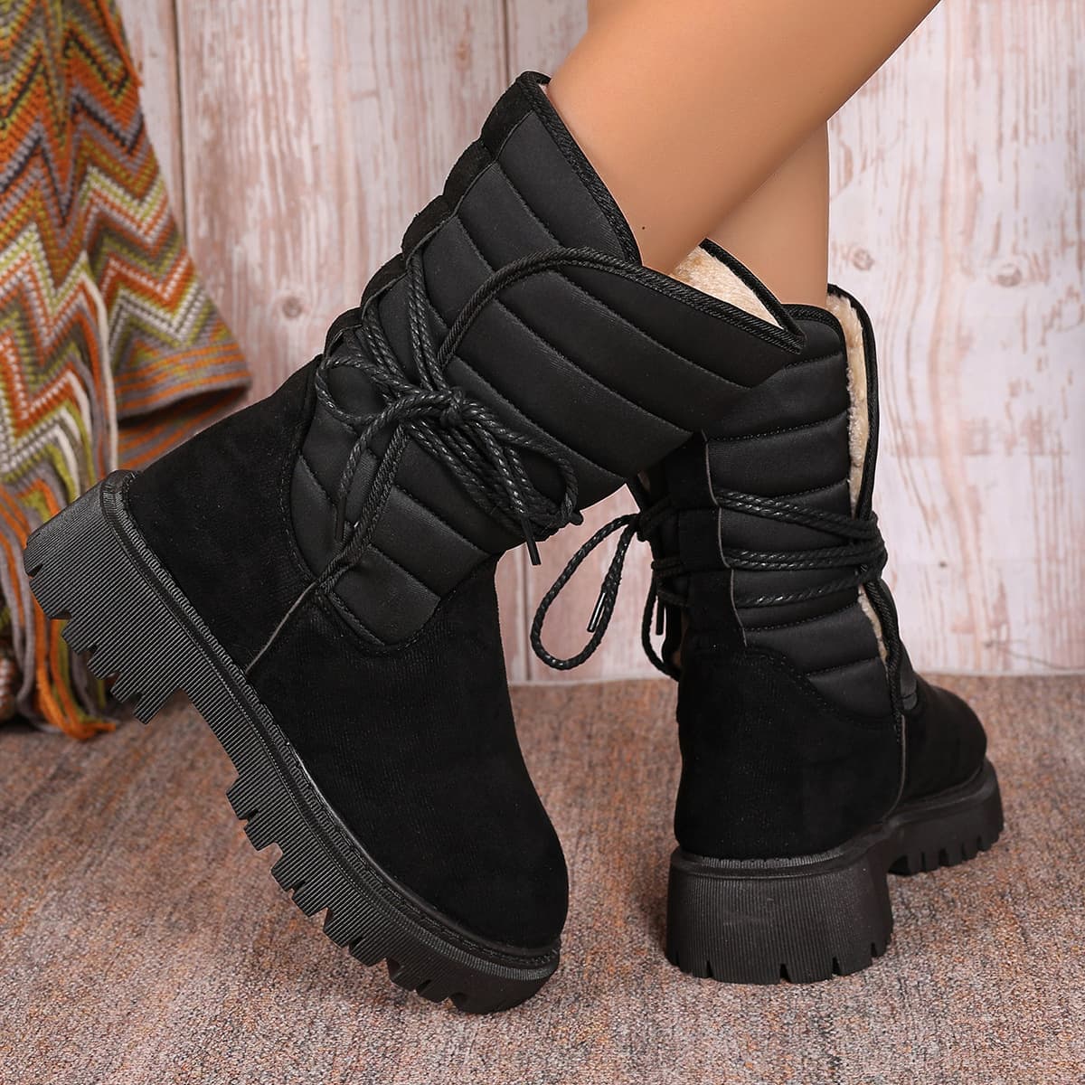 Botas de invierno con tacón grueso y caña media