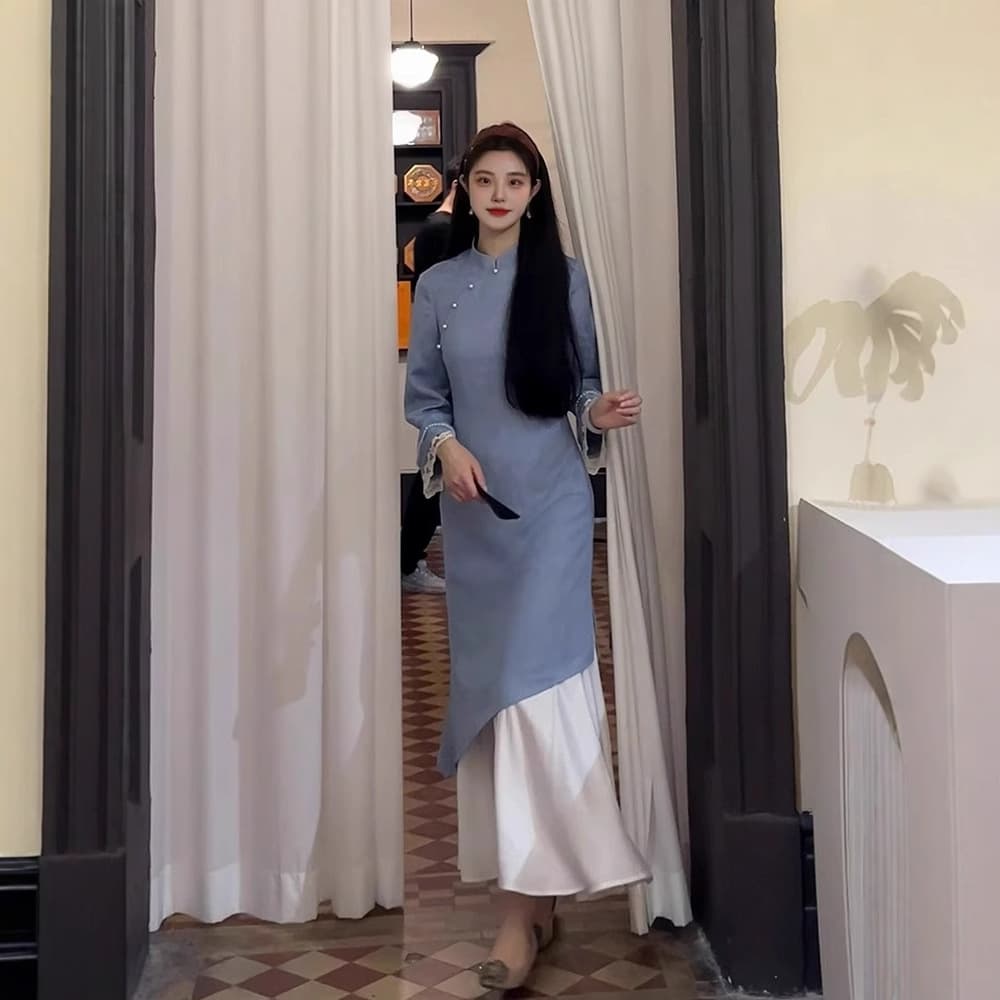 Cheongsam de dos piezas estilo retro artístico