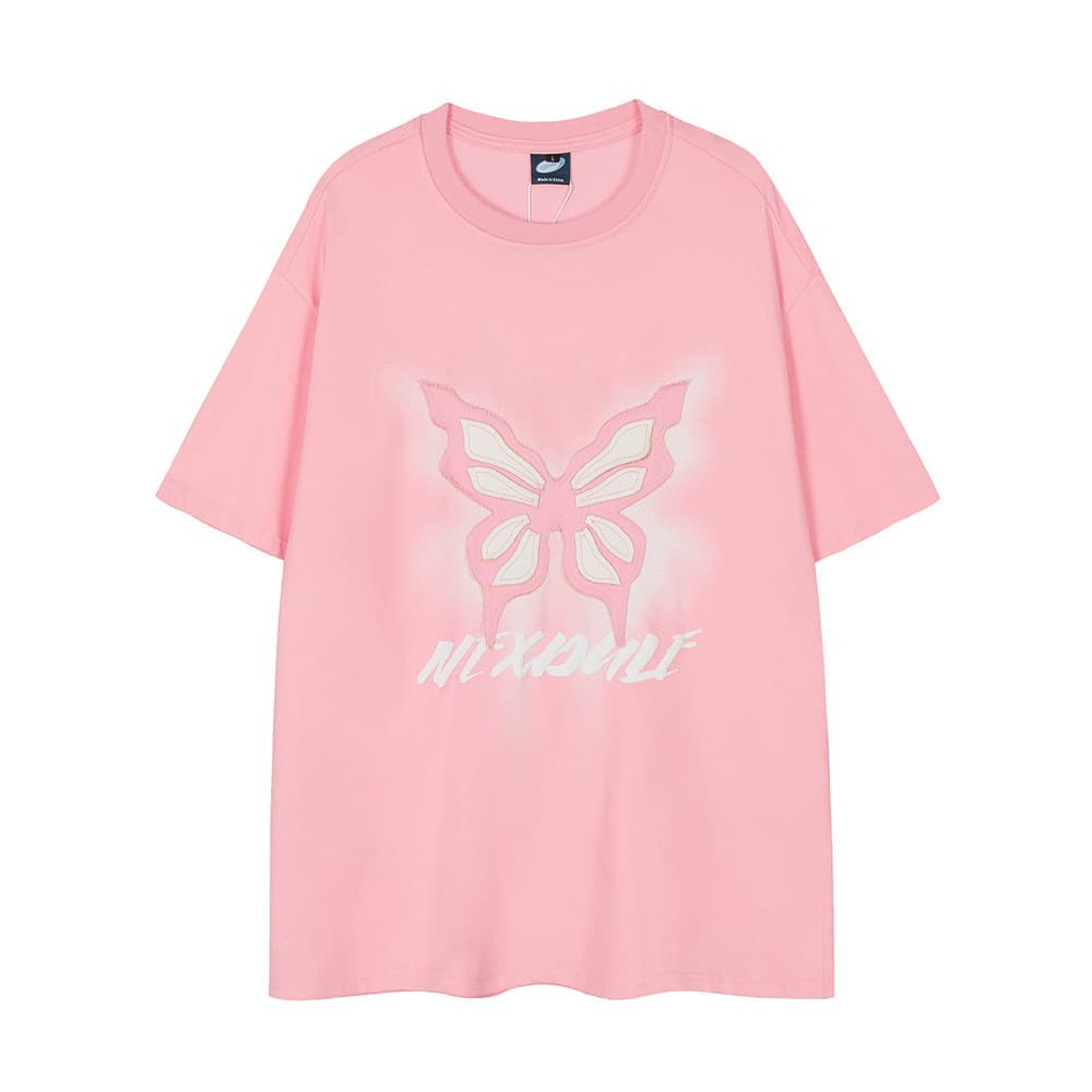 Camiseta de hombre con estampado de mariposa y manga corta