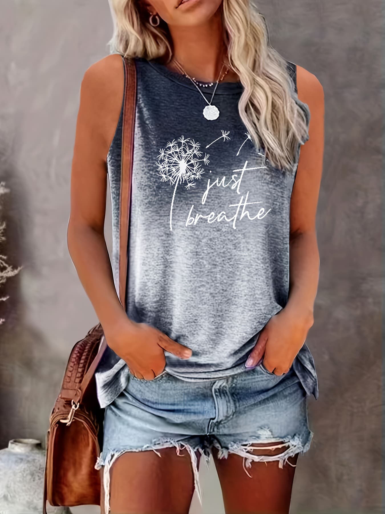 Camiseta sin mangas con estampado gráfico de poliéster