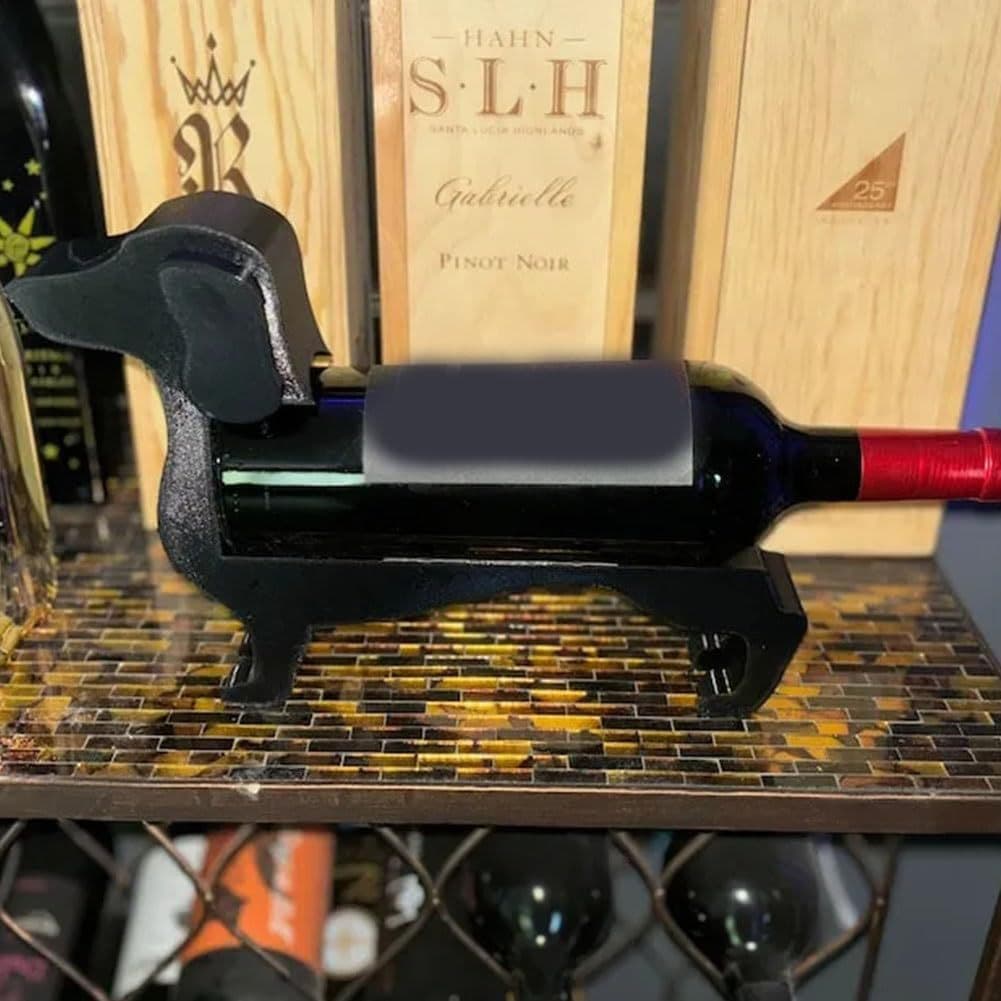 Soporte para botellas de vino con diseño de perro salchicha