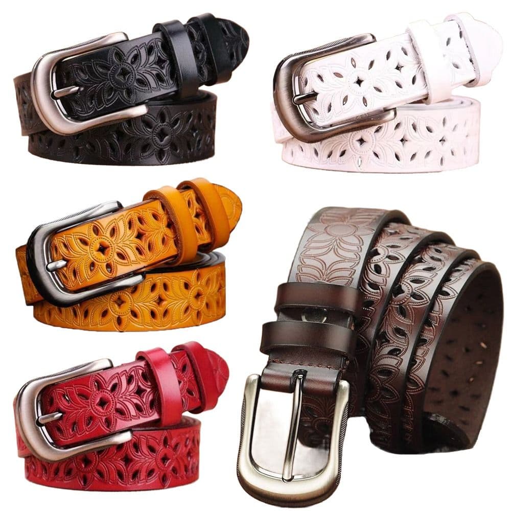 Cinturón para mujer con patrón hueco y hebilla de perno