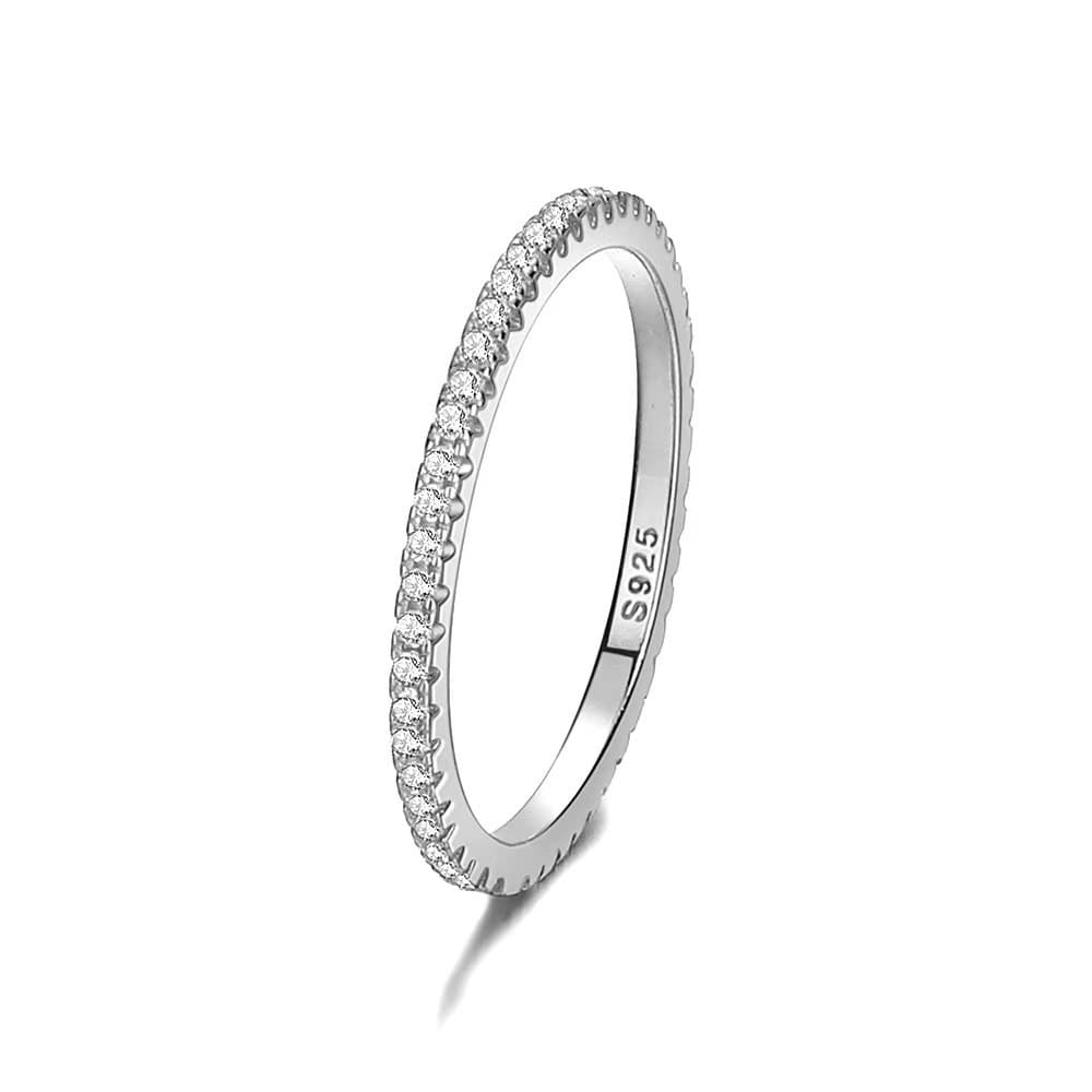 Anillo plata 925 con fila de diamantes para mujer