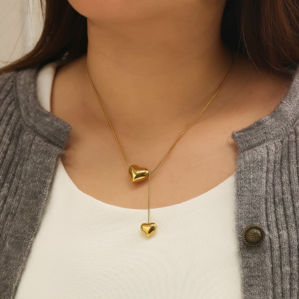 Collar acero titanio cadena corazón