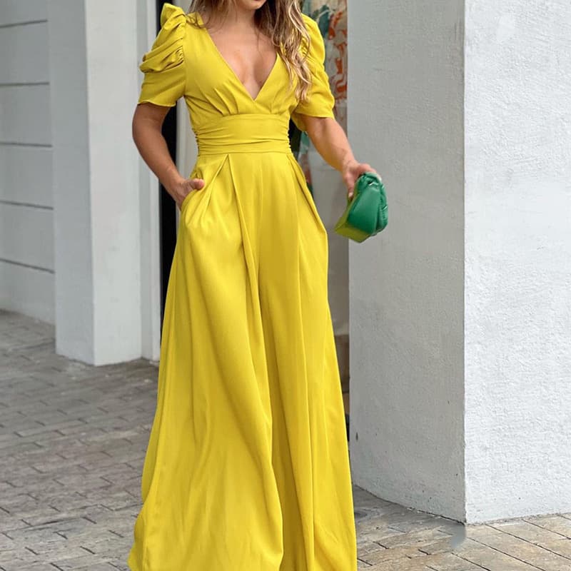 Jumpsuit elegante pierna ancha talla grande