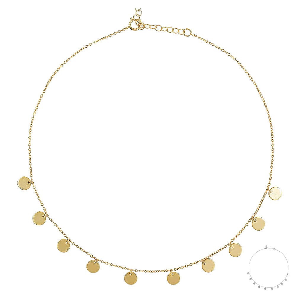 Collar de plata esterlina redondo con cadena de clavícula