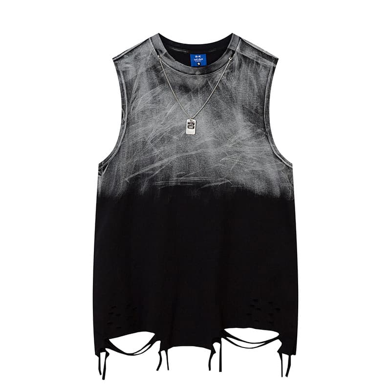 Chaleco tie-dye rasgado para hombre
