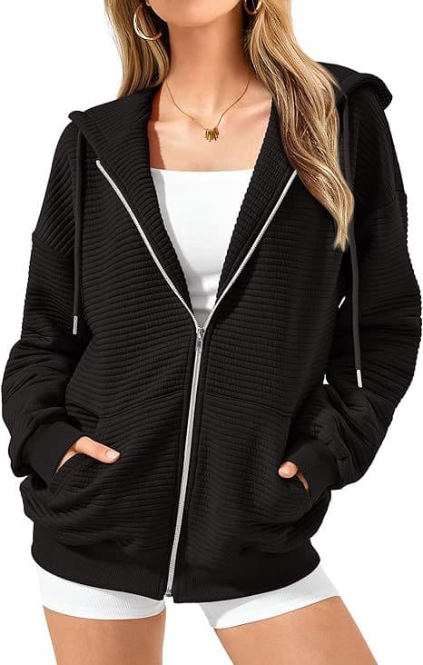 Sudadera con capucha y cierre para mujer