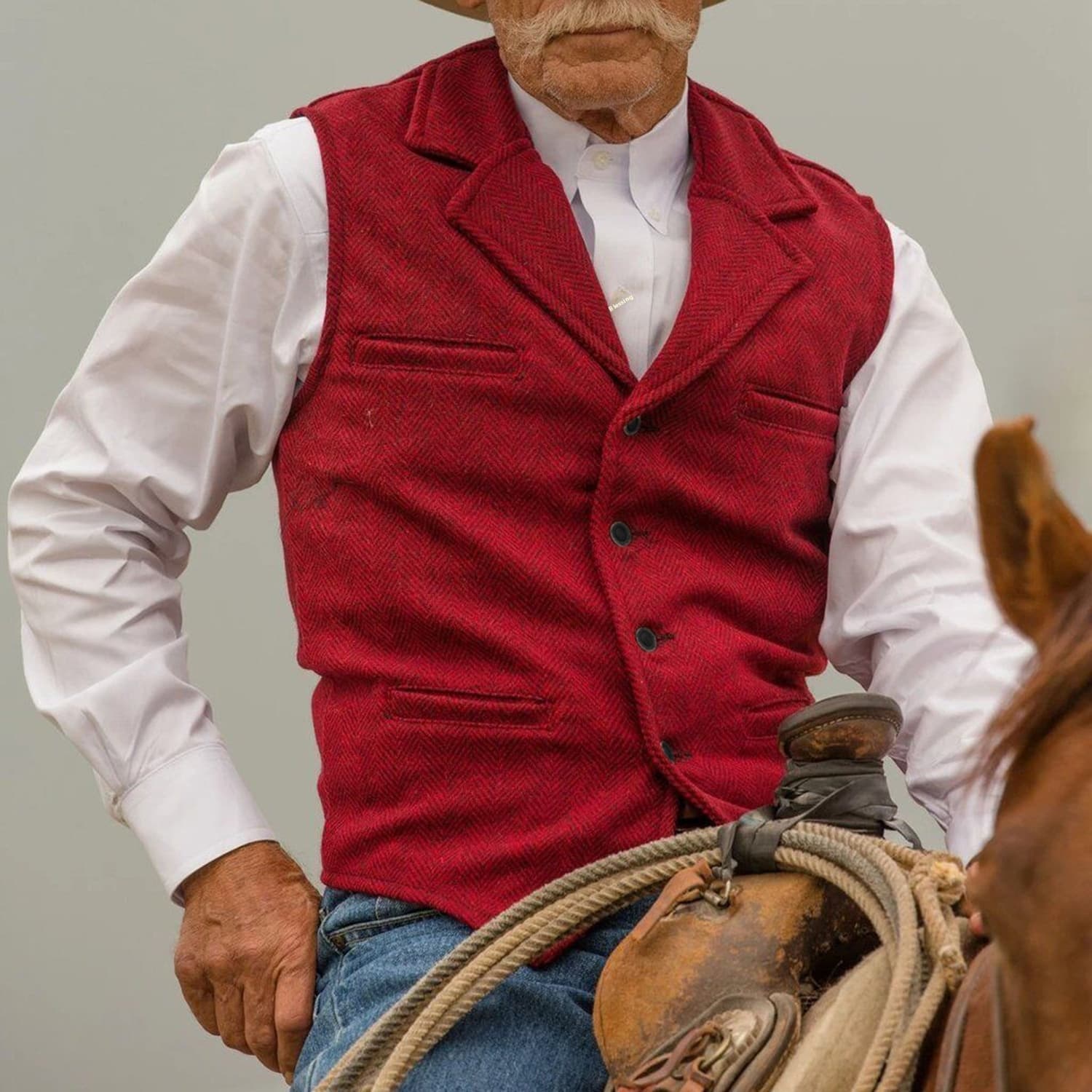 Chaleco traje hombre negocios casual ajustado bolsillos