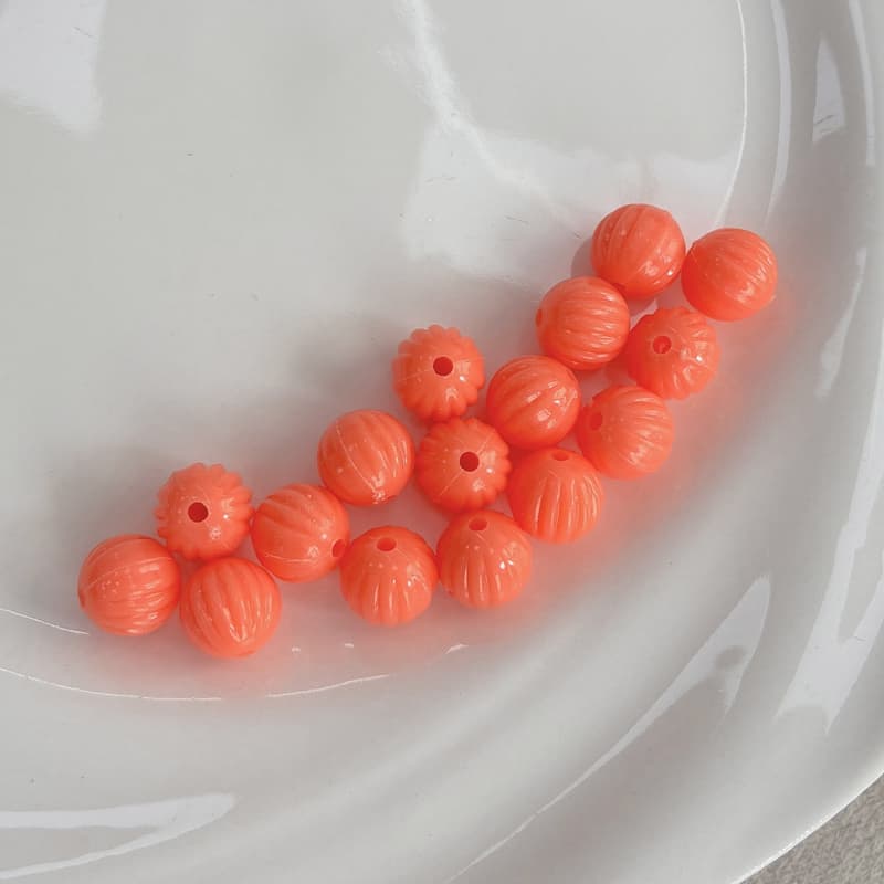 Cuentas calabaza acrílica 10 mm con agujero recto para bisutería
