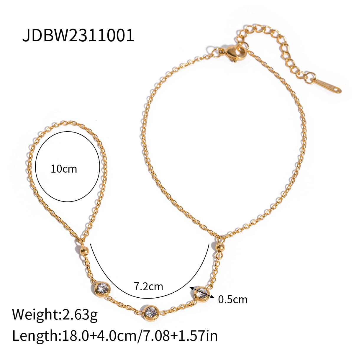 Pulsera de acero inoxidable dorado con acabado diamantado