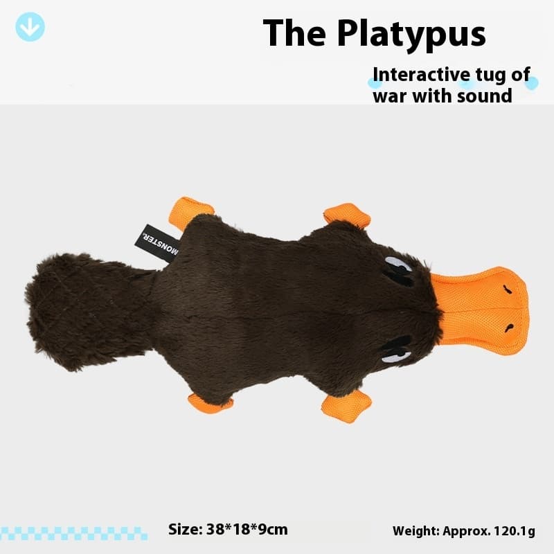 Juguete de peluche ornitorrinco con sonido para perros