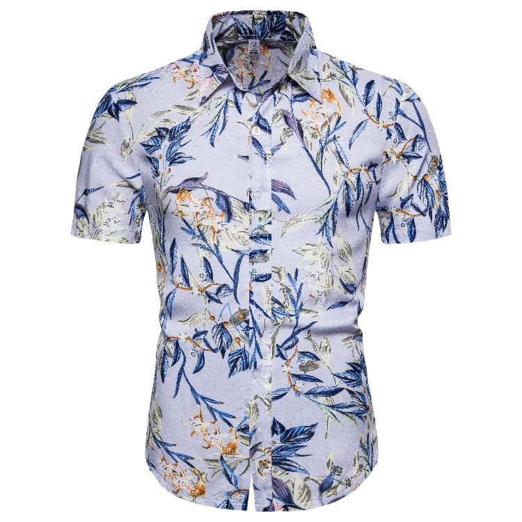 Camisa floral hawaiana manga corta con solapa