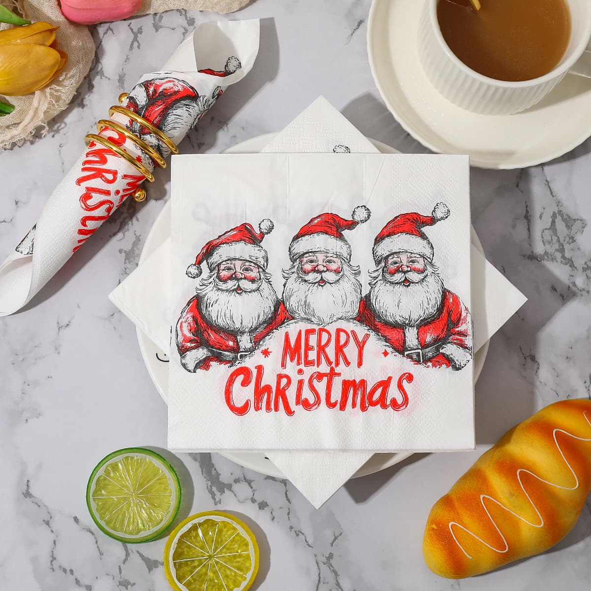 Servilletas navideñas cuadradas desechables de papel