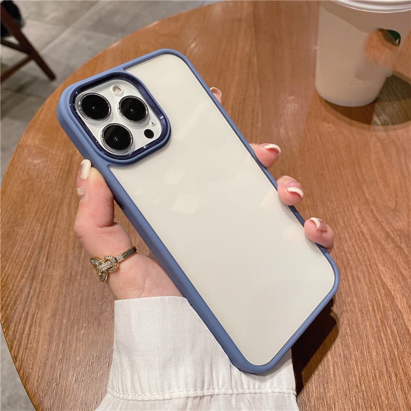 Funda transparente para celular con anillo de metal