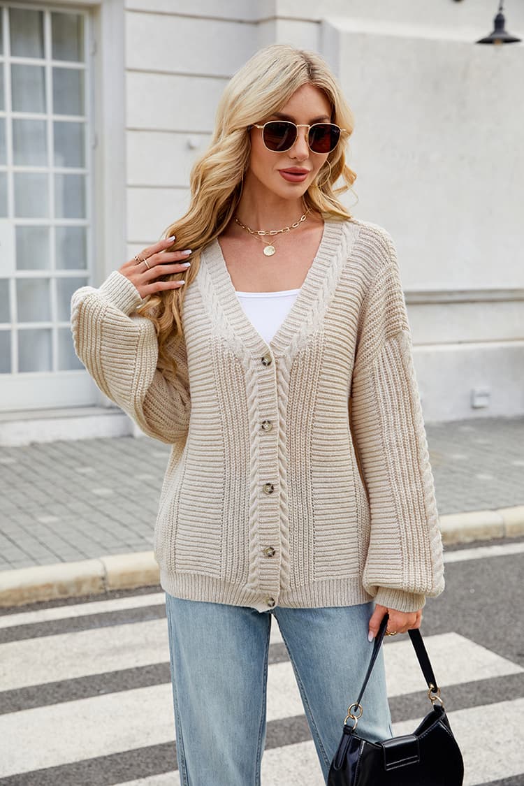 Cardigan de mujer con cuello en V y mangas largas