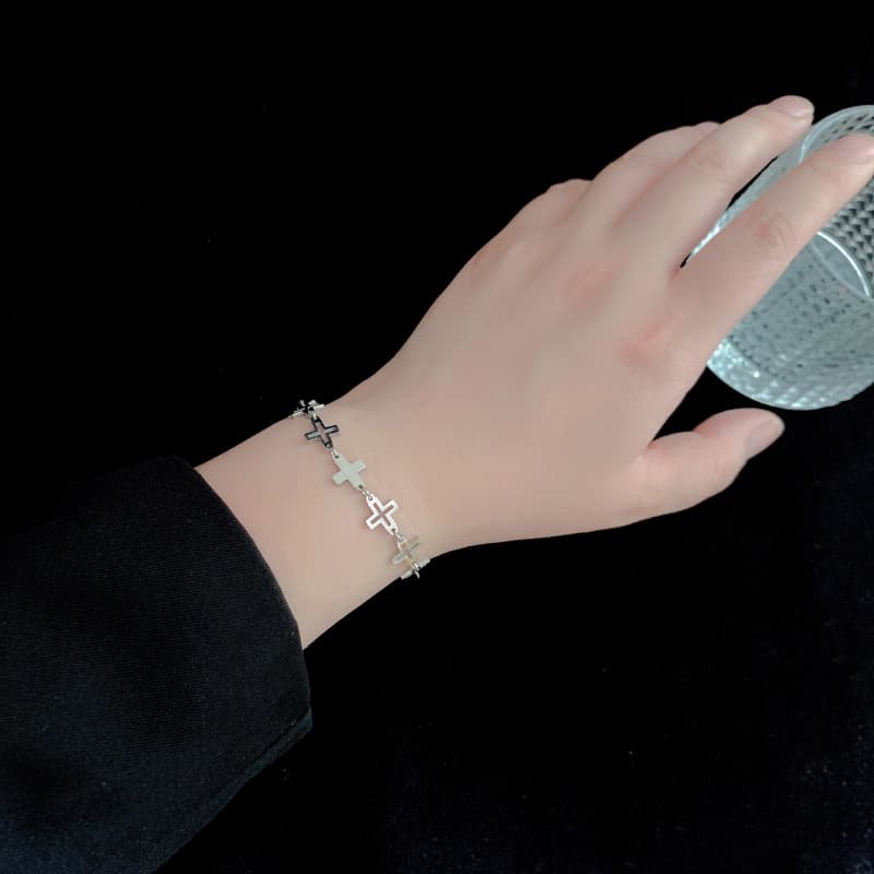 Pulsera cruz retro estilo hip-hop