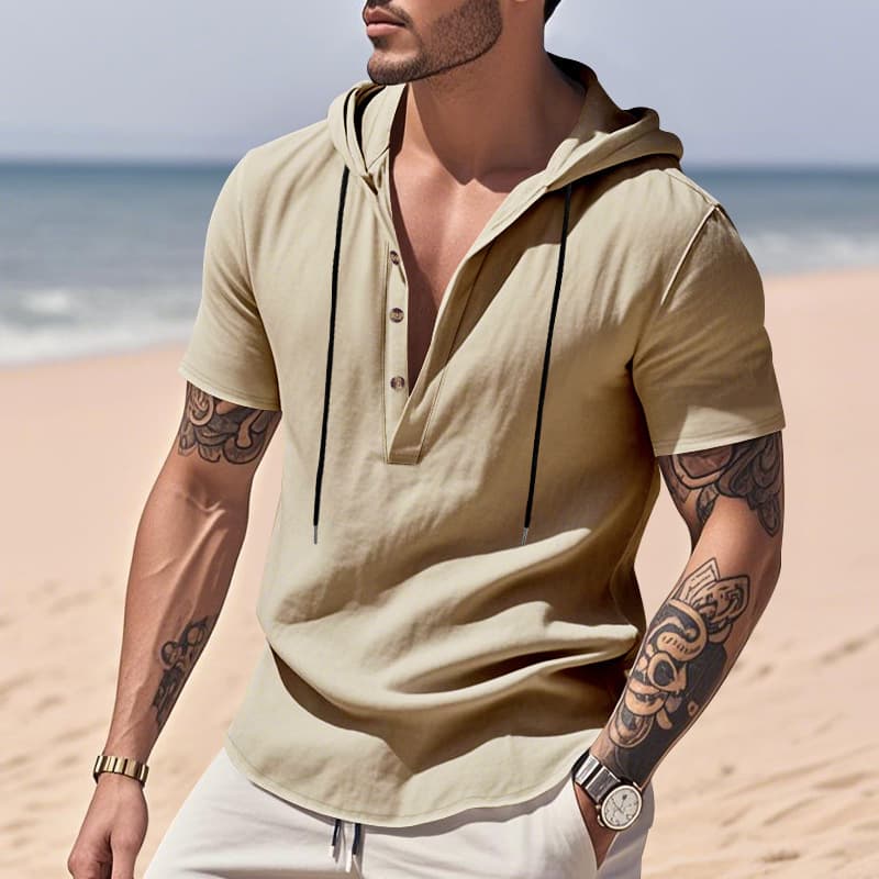 Camisa de lino casual manga corta