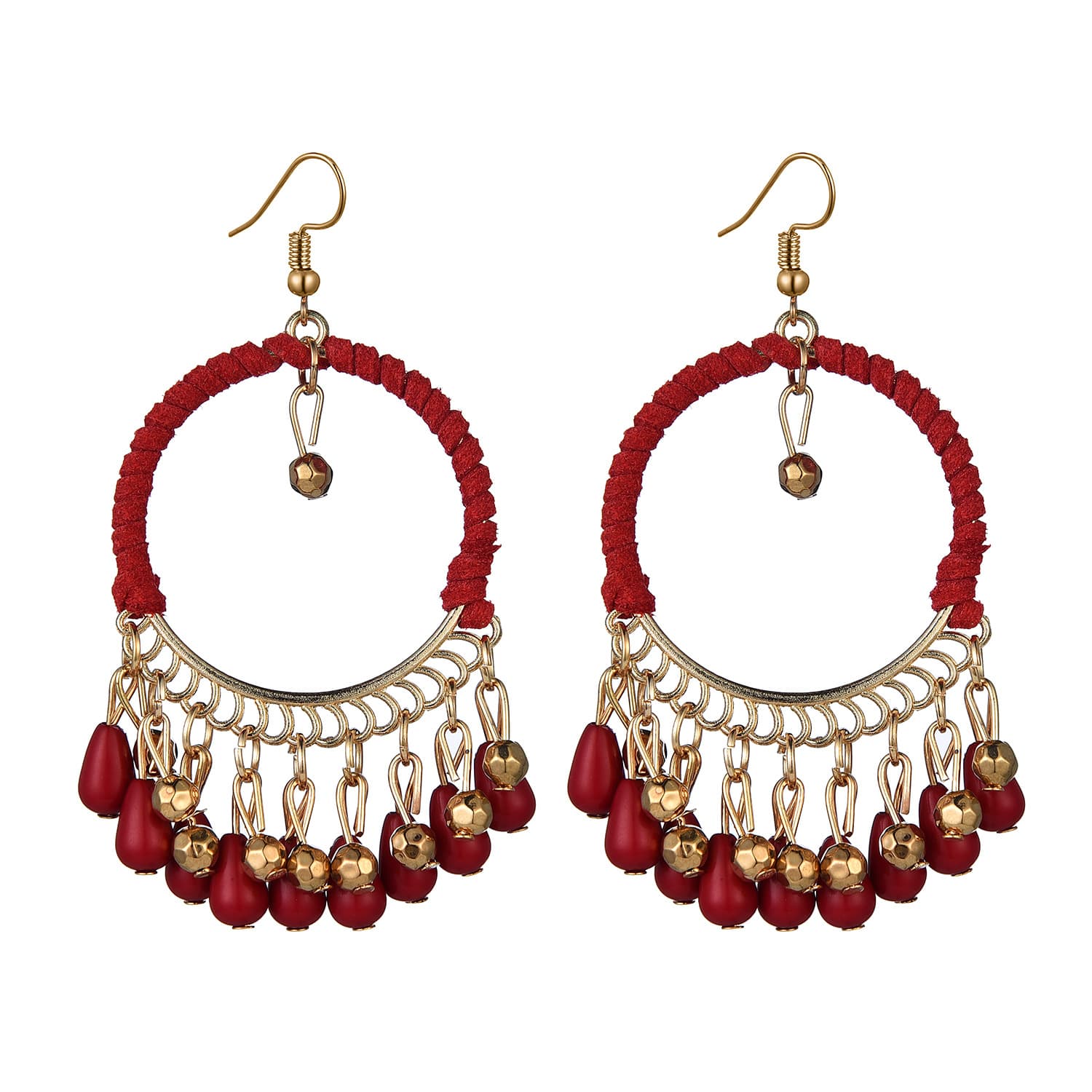 Aretes tejidos a mano con estilo bohemio geométrico