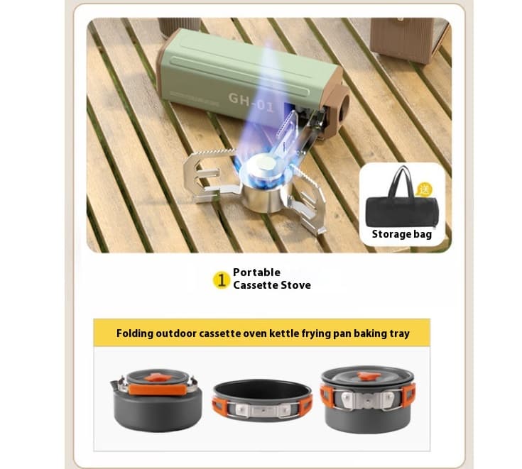 Estufa portátil de camping con accesorios