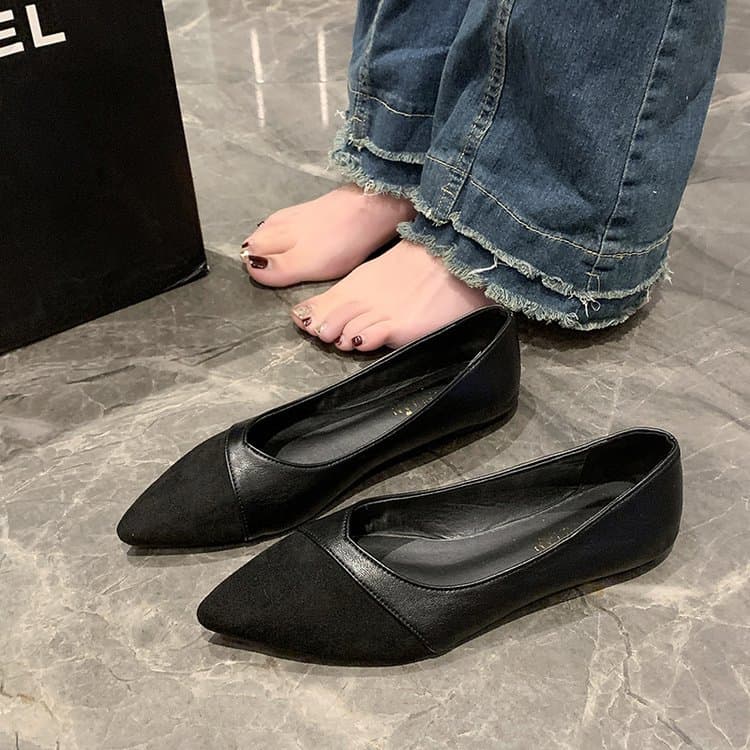 Zapatos planos casuales de punta redonda con costuras estilizadas