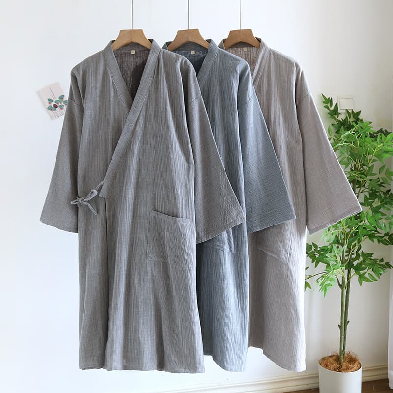 Pijama kimono japonés para hombre con cordones ajustables