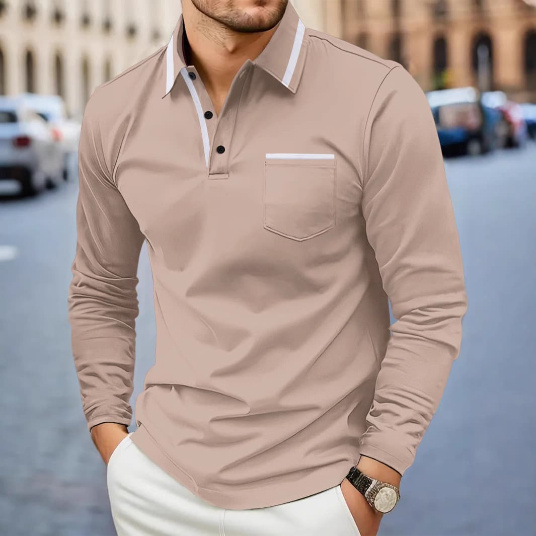 Polo de manga larga con detalles asimétricos para hombre